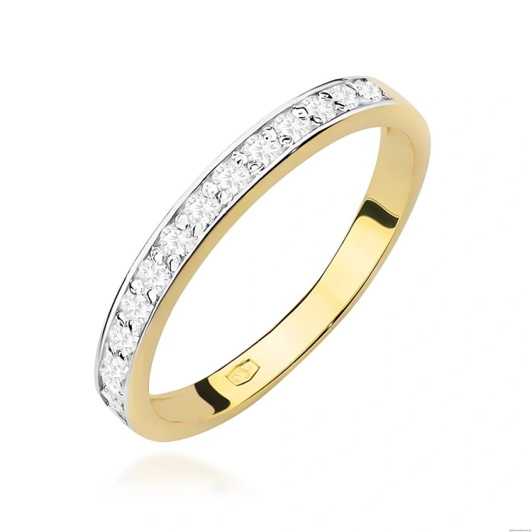 Pierścionek W0446 z diamentami laboratorynymi żółte złoto 375