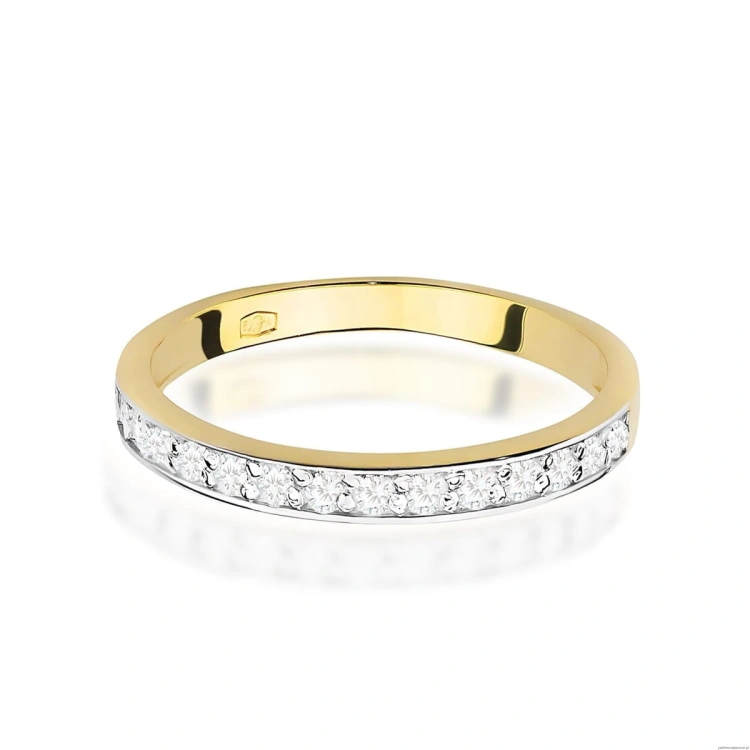 Pierścionek W0446 z diamentami laboratorynymi żółte złoto 375