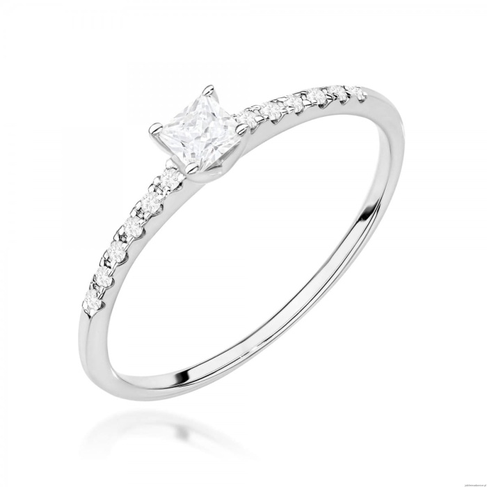 Pierścionek W0588 Diament Laboratoryjny 0,15ct białe złoto 375
