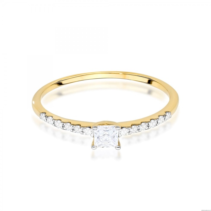 Pierścionek W0588 Diament Laboratoryjny 0,15ct żółte złoto 375