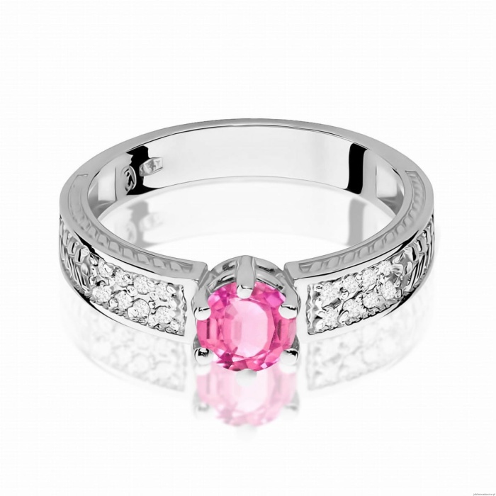 Pierścionek W0075 Różowy Topaz 0,60ct białe złoto 375