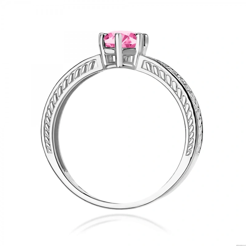 Pierścionek W0075 Różowy Topaz 0,60ct białe złoto 375