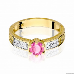 Pierścionek W0075 Różowy Topaz 0,60ct żółte złoto 375