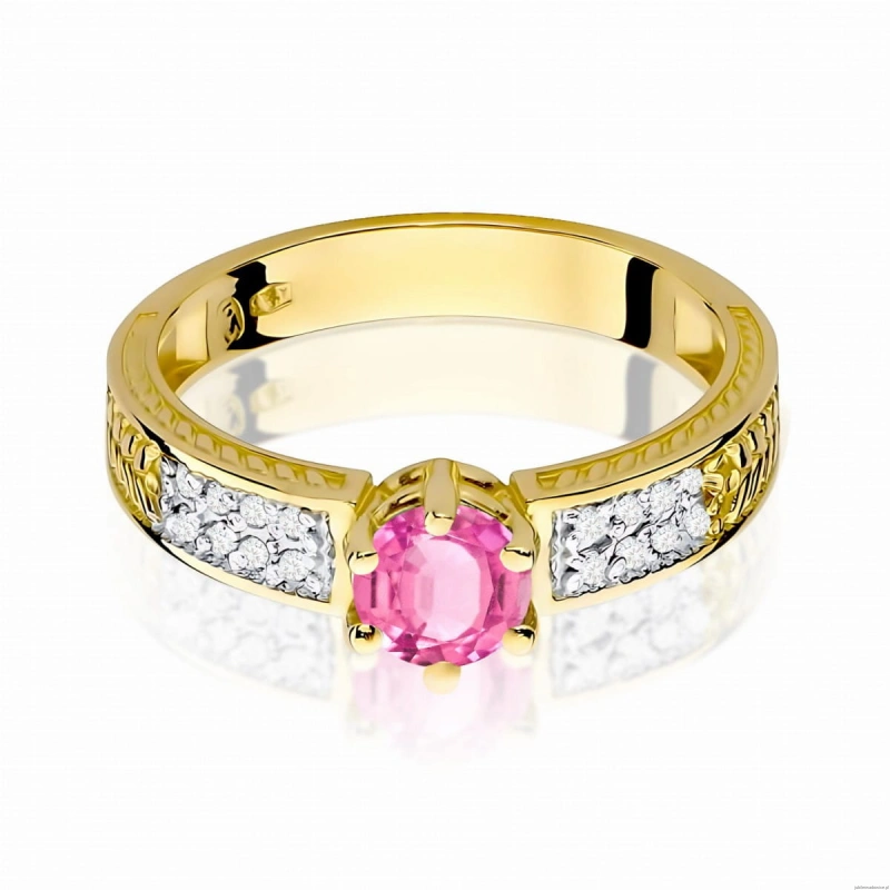 Pierścionek W0075 Różowy Topaz 0,60ct żółte złoto 375