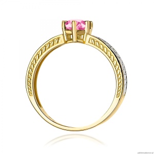 Pierścionek W0075 Różowy Topaz 0,60ct żółte złoto 375