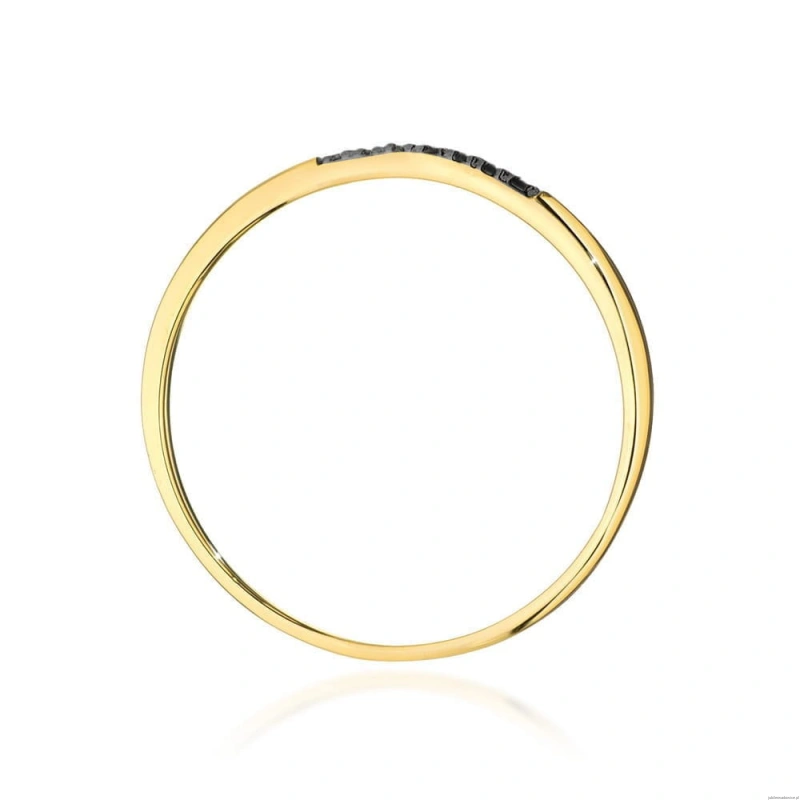 Pierścionek W0607 z czarnymi diamentami żółte złoto 375