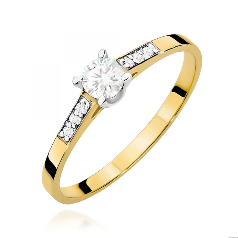 Pierścionek W0399 Diament Laboratoryjny 0,15ct żółte złoto 375
