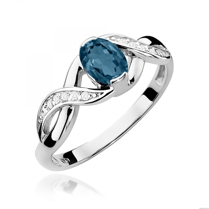 Pierścionek W0028 Topaz London Blue 0,50ct białe złoto 375