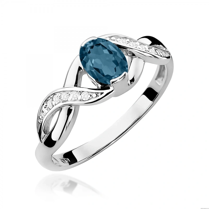 Pierścionek W0028 Topaz London Blue 0,50ct białe złoto 375