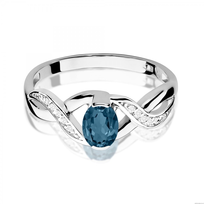 Pierścionek W0028 Topaz London Blue 0,50ct białe złoto 375