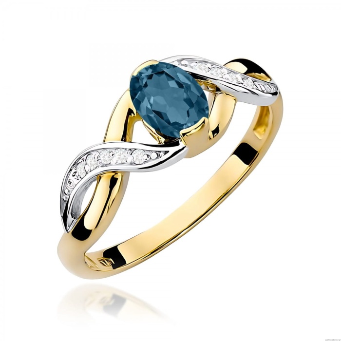 Pierścionek W0028 Topaz London Blue 0,50ct żółte złoto 375