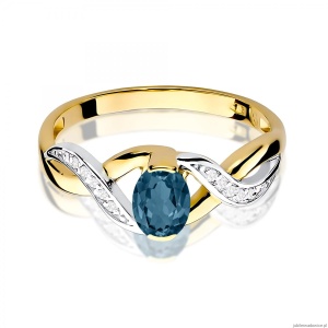Pierścionek W0028 Topaz London Blue 0,50ct żółte złoto 375