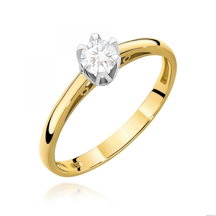 Pierścionek W0133 Diament Laboratoryjny 0,15ct żółte złoto 375