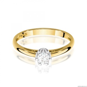 Pierścionek W0133 Diament Laboratoryjny 0,15ct żółte złoto 375