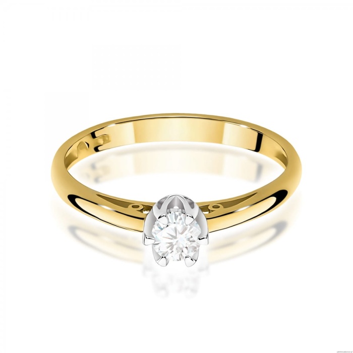 Pierścionek W0133 Diament Laboratoryjny 0,15ct żółte złoto 375