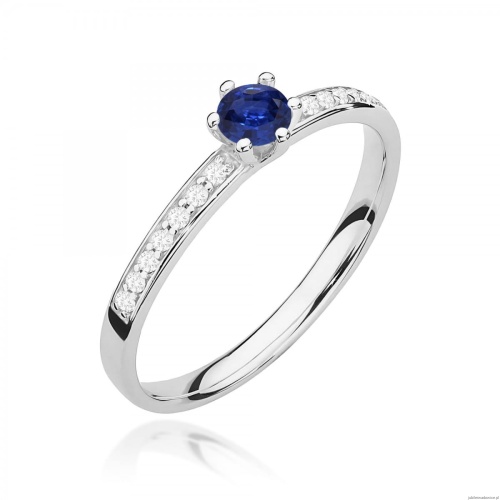 Pierścionek W0459 Szafir 0,15ct białe złoto 375