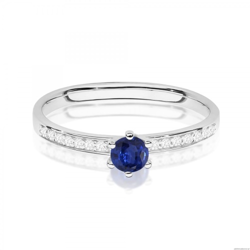 Pierścionek W0459 Szafir 0,15ct białe złoto 375
