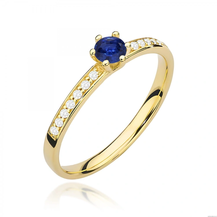 Pierścionek W0459 Szafir 0,15ct żółte złoto 375