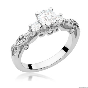 Pierścionek W0023 Diament Laboratoryjny 0,50ct białe złoto 375