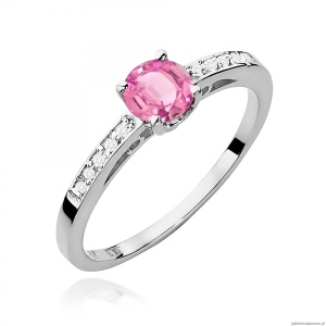 Pierścionek W0066 Różowy Topaz 0,60ct białe złoto 375