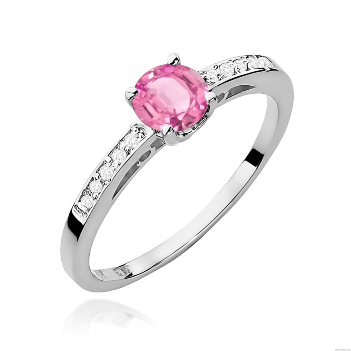 Pierścionek W0066 Różowy Topaz 0,60ct białe złoto 375