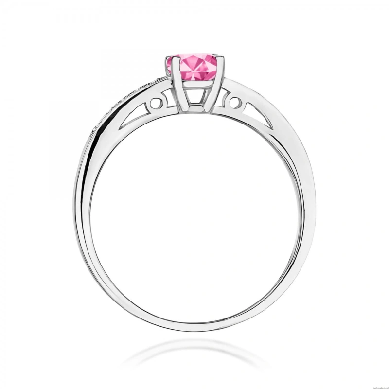 Pierścionek W0066 Różowy Topaz 0,60ct białe złoto 375