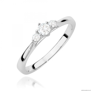 Pierścionek W0608 z diamentami laboratoryjnymi białe złoto 375