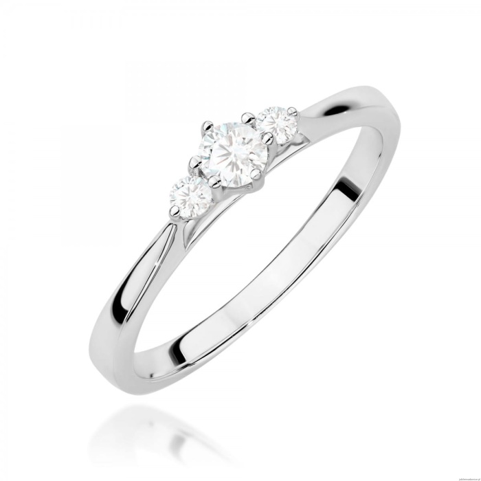 Pierścionek W0608 z diamentami laboratoryjnymi białe złoto 375