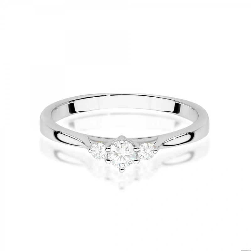 Pierścionek W0608 z diamentami laboratoryjnymi białe złoto 375