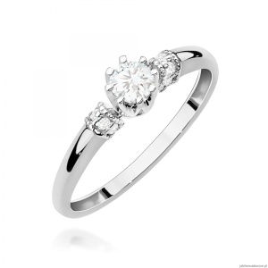 Pierścionek W0667 z diamentami laboratoryjnymi białe złoto 375