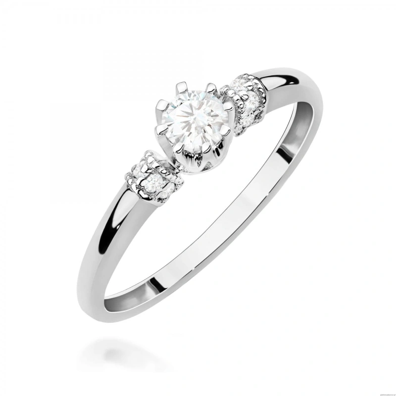 Pierścionek W0667 z diamentami laboratoryjnymi białe złoto 375