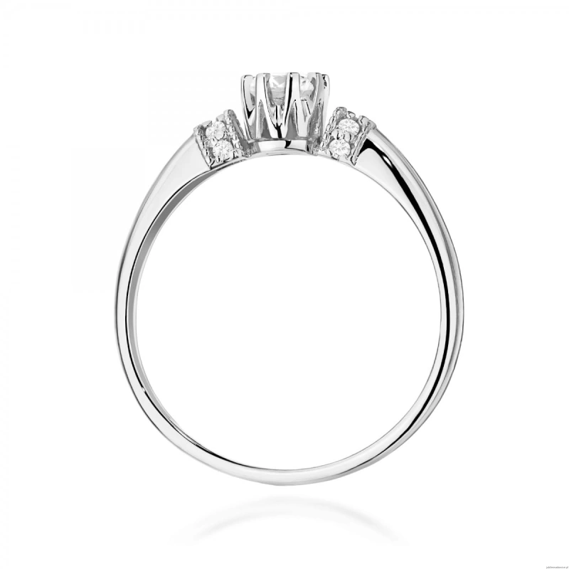 Pierścionek W0667 z diamentami laboratoryjnymi białe złoto 375