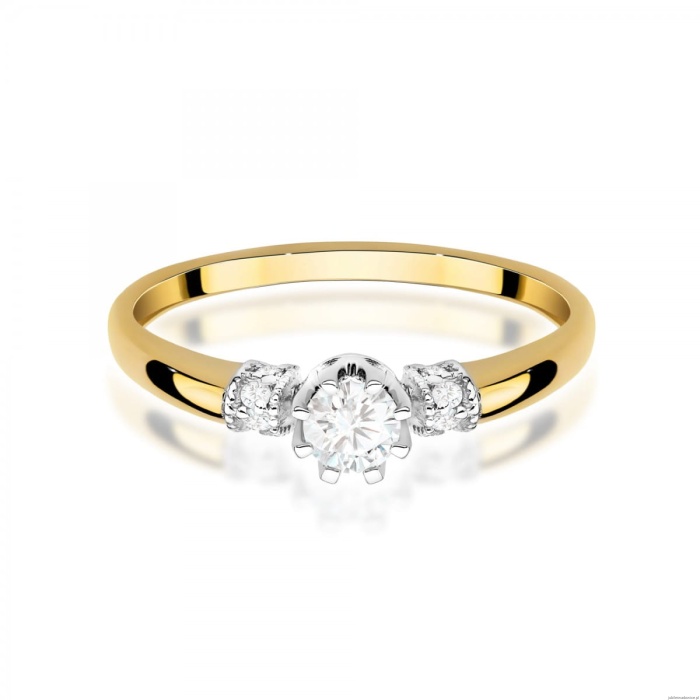Pierścionek W0667 z diamentami laboratoryjnymi żółte złoto 375
