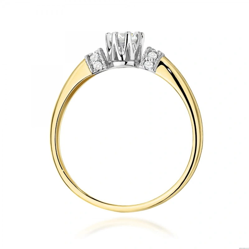 Pierścionek W0667 z diamentami laboratoryjnymi żółte złoto 375