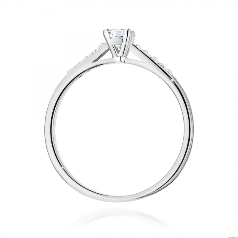Pierścionek W0668 z diamentami laboratoryjnymi białe złoto 375