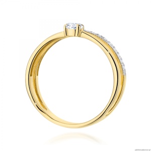 Pierścionek W0674 z diamentami laboratoryjnymi żółte złoto 375