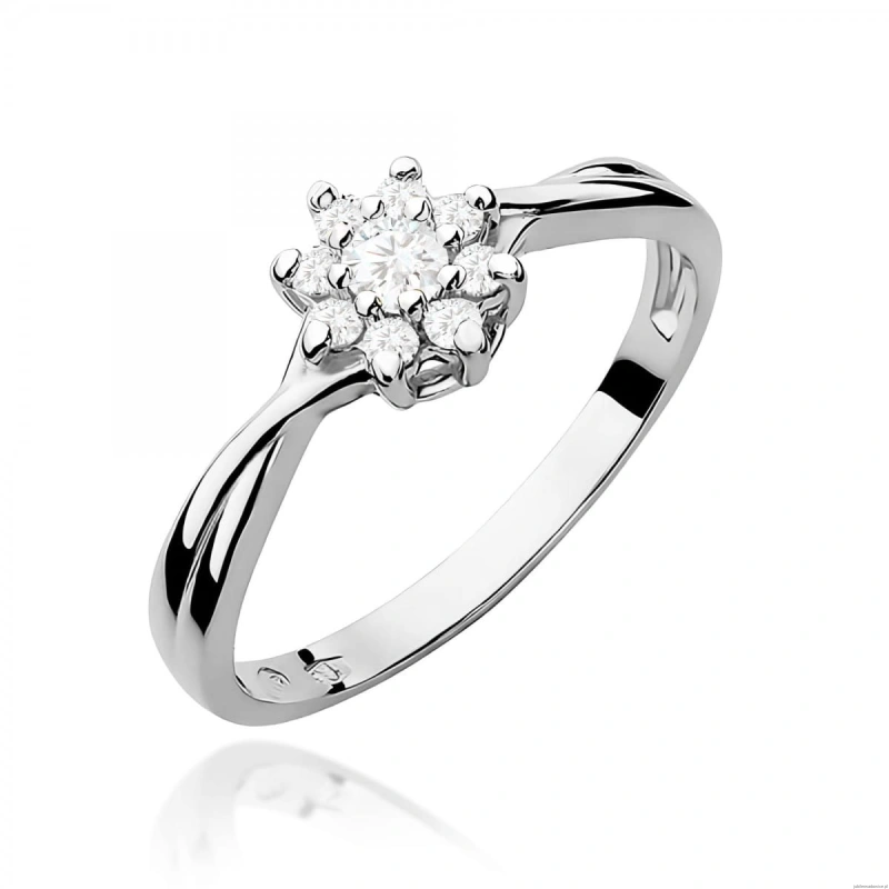Pierścionek W0072 Diament laboratoryjny 0,10ct białe złoto 375