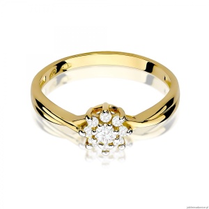 Pierścionek W0072 Diament laboratoryjny 0,10ct żółte złoto 375