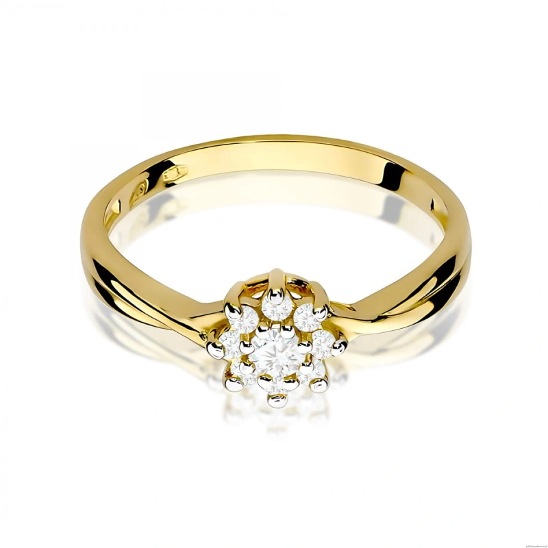 Pierścionek W0072 Diament laboratoryjny 0,10ct żółte złoto 375