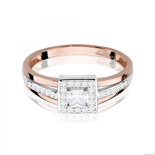Pierścionek W0271 Diament 0,15ct różowe złoto 375