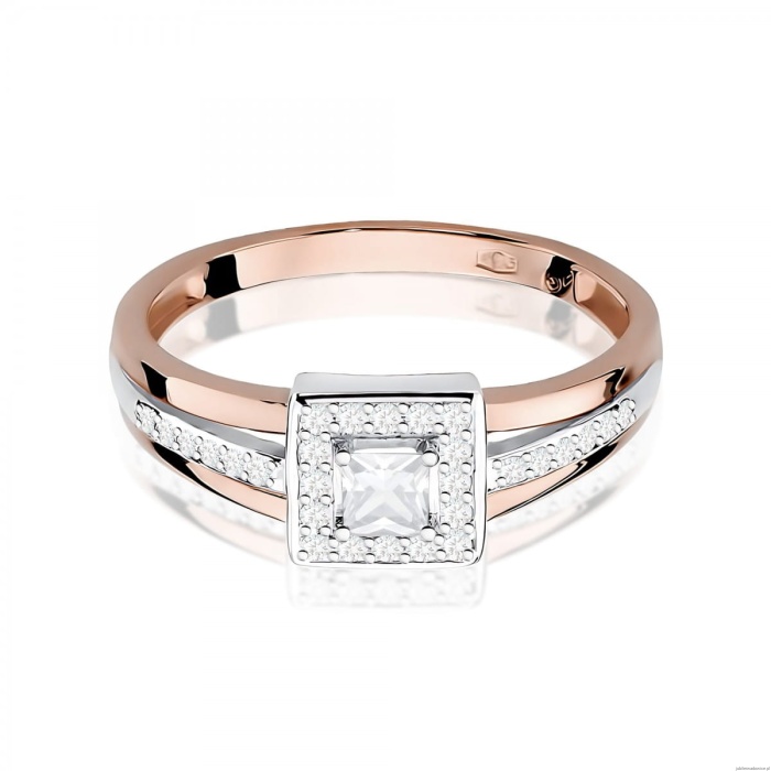 Pierścionek W0271 Diament 0,15ct różowe złoto 375