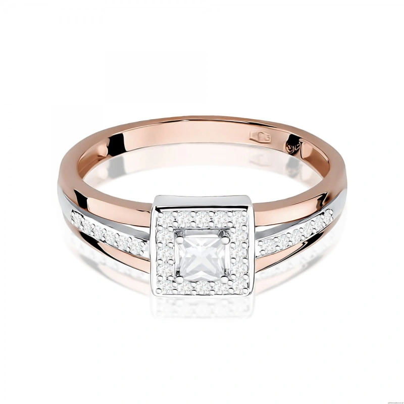 Pierścionek W0271 Diament 0,15ct różowe złoto 375