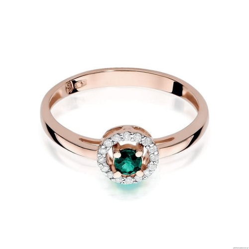 Pierścionek W0238 Szmaragd 0,15ct złoto różowe 375