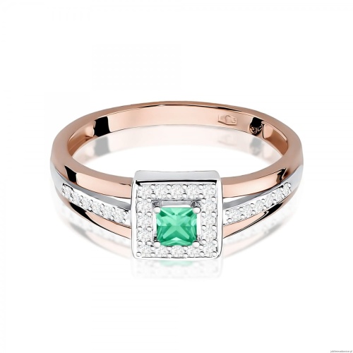 Pierścionek W0271 Szmaragd 0,15ct złoto różowe 375