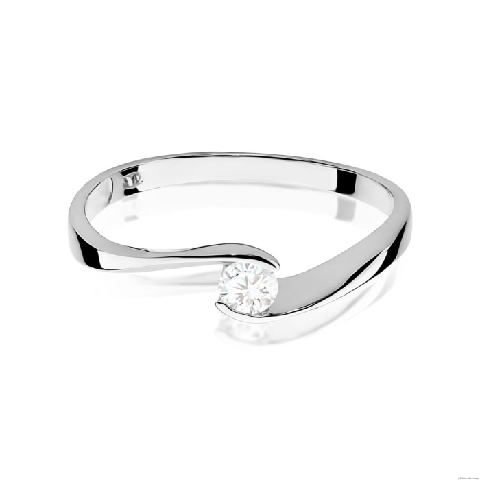 Pierścionek W0160 Diament Laboratoryjny 0,13ct białe złoto 375