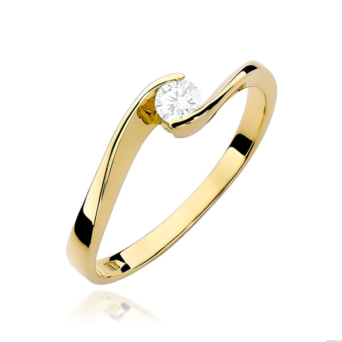 Pierścionek W0160 Diament Laboratoryjny 0,13ct żółte złoto 375
