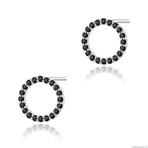 Kolczyki K0580 z czarnymi diamentami białe złoto