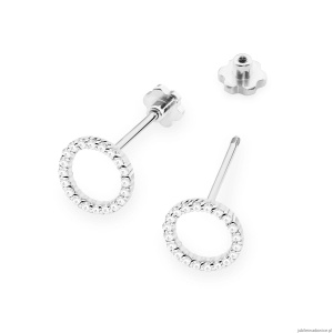 Kolczyki K0580 z diamentami białe złoto sztyft zakręcany