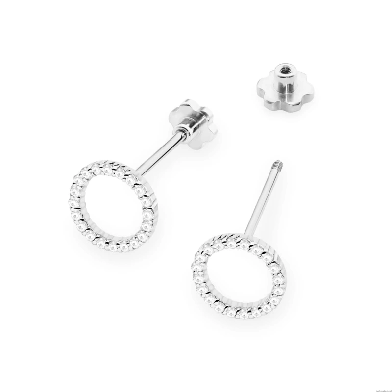 Kolczyki K0580 z diamentami białe złoto sztyft zakręcany