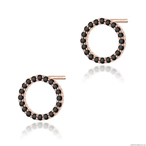 Kolczyki K0580 z czarnymi diamentami różowe złoto